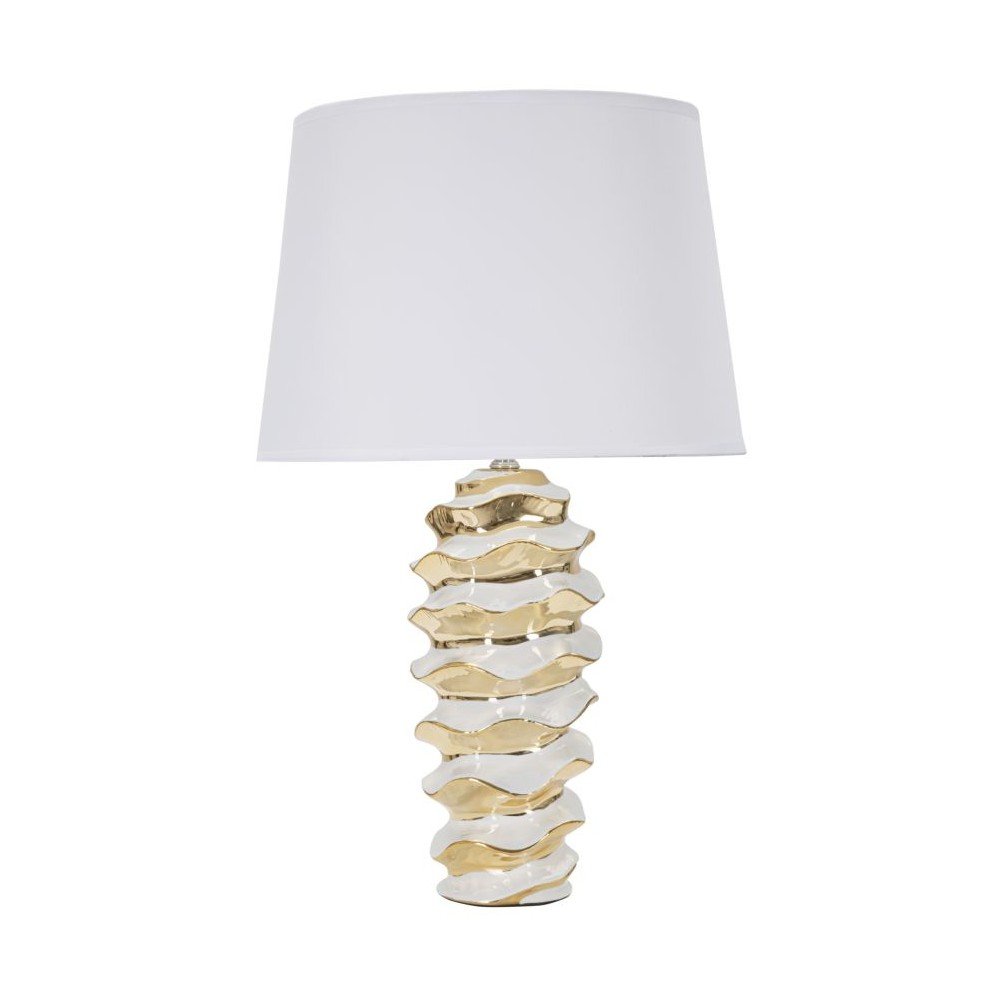 Fehér-aranyszínű kerámia asztali lámpa textil búrával (magasság 53 cm) Glam Space Mauro Ferretti