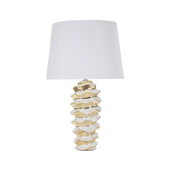 Fehér-aranyszínű kerámia asztali lámpa textil búrával (magasság 53 cm) Glam Space – Mauro Ferretti