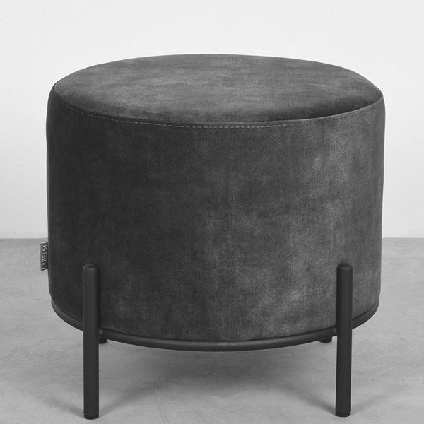 Sötétszürke bársony puff Troy – LABEL51-image-1