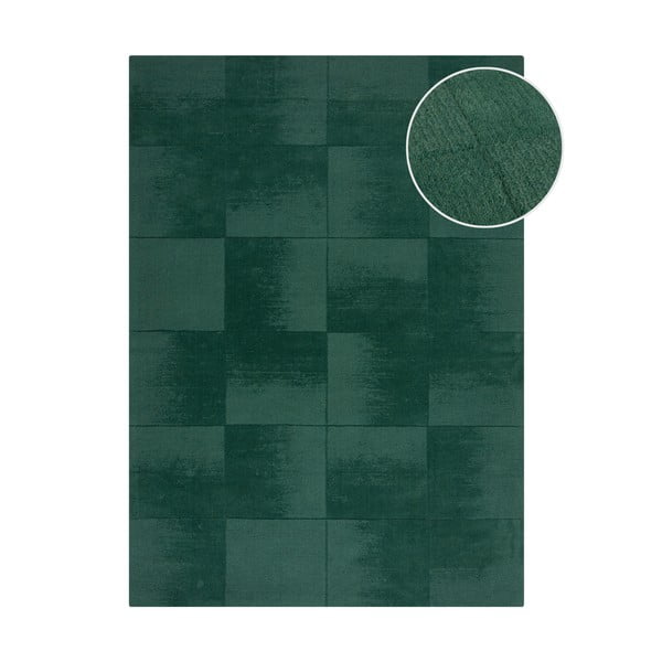 Petróleumkék kézi szövésű gyapjú szőnyeg 160x230 cm Demi Check Ombre – Flair Rugs