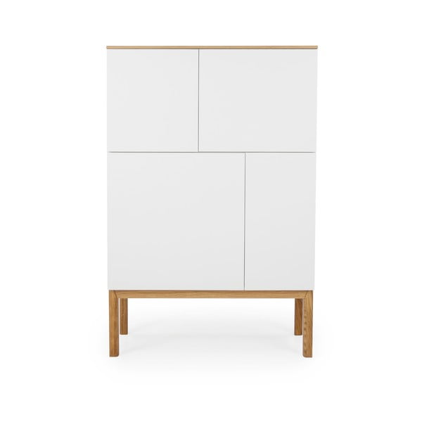 Patch fehér négyajtós szekrény tölgyfa dekoros asztallappal, 92 x 138 cm - Tenzo