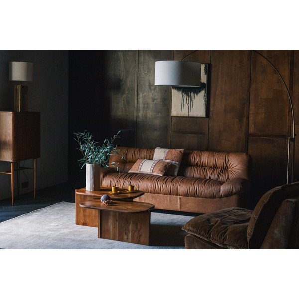 Konyakbarna bőr kanapé 214 cm Douglas – Dutchbone-image-1