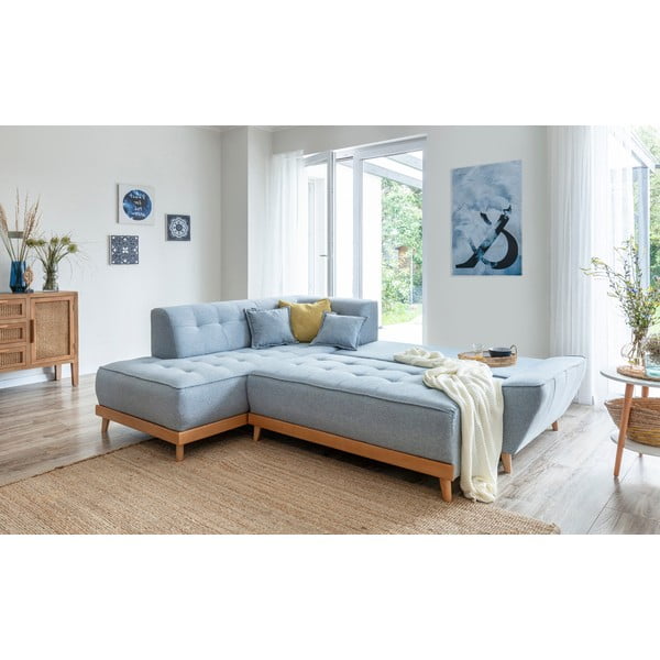 Dazzling Daisy L világoskék kinyitható kanapé, bal oldalas - Miuform-image-4