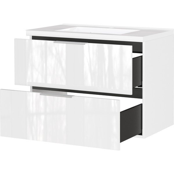 Fehér fényes fali mosdó alatti szekrény 81x61 cm Celano – Germania-image-3