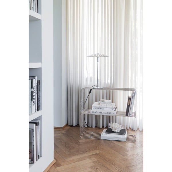 Fényes ezüstszínű fém fali könyvespolc 70x30 cm Wire – Mette Ditmer Denmark-image-4