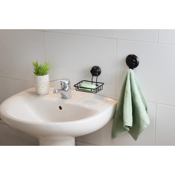 Bestlock Black Soap & Sponge Holder fekete öntapadós fali szappantartó - Compactor-image-1