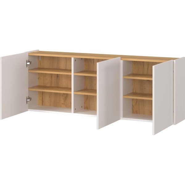 Krémszínű függő szekrény tölgyfa dekorral 138x52x25 cm Libbiano – Germania-image-2