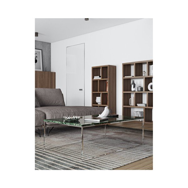 Prairie dohányzóasztal krómozott lábakkal és zöld márvány asztallappal, 75 x 120 cm - TemaHome-image-3