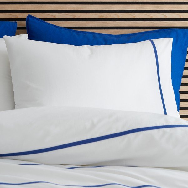 Fehér-kék egyszemélyes pamut ágyneműhuzat 135x200 cm Herringbone Trim Stripe – Content by Terence Conran-image-2