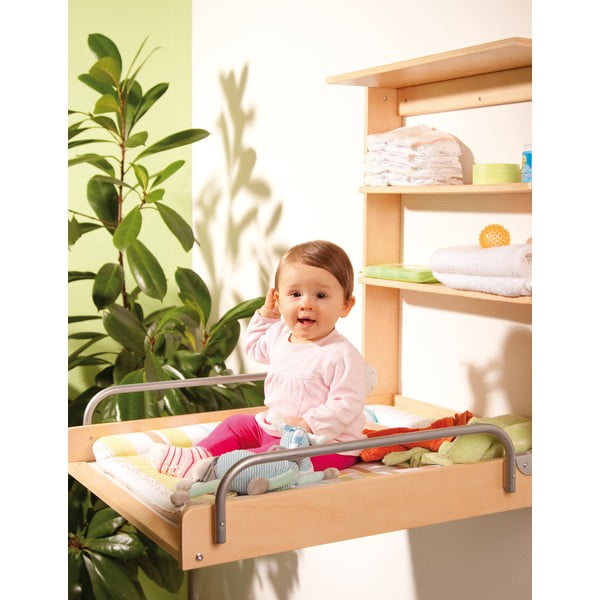 Natúr színű fali pelenkázó bükkfa dekorral Dschungelbaby – Roba-image-3