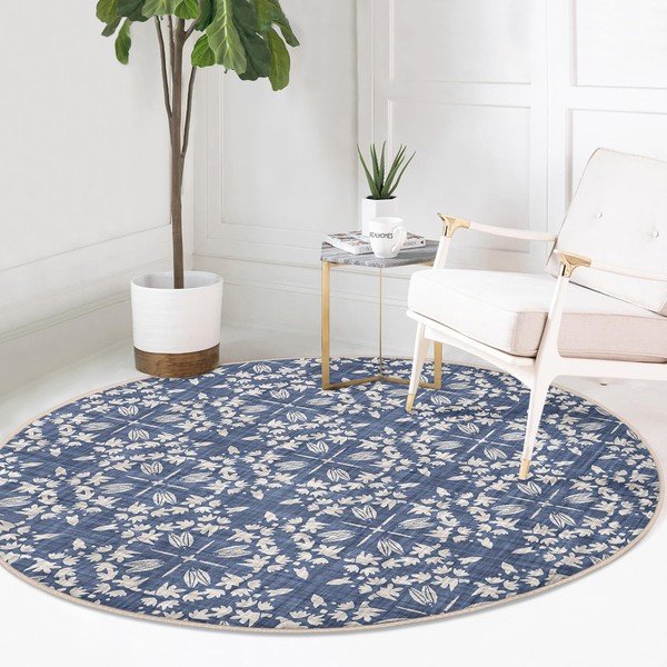 Kék mosható-robotporszívóval tisztítható kerek szőnyeg ø 100 cm Comfort – Mila Home-image-2
