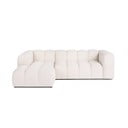 Krémszínű bársony sarokkanapé (bal oldali-heverő résszel) Cube – Bonami Selection
