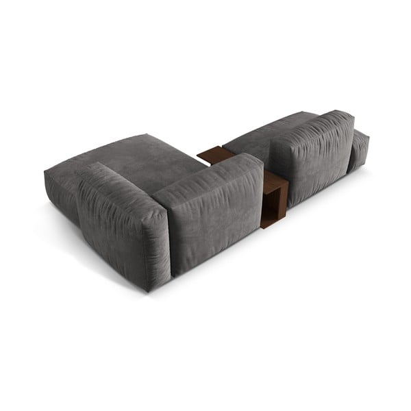 Szürke bársony moduláris sarokkanapé (jobb oldali-heverő résszel) Martina – Micadoni -image-3