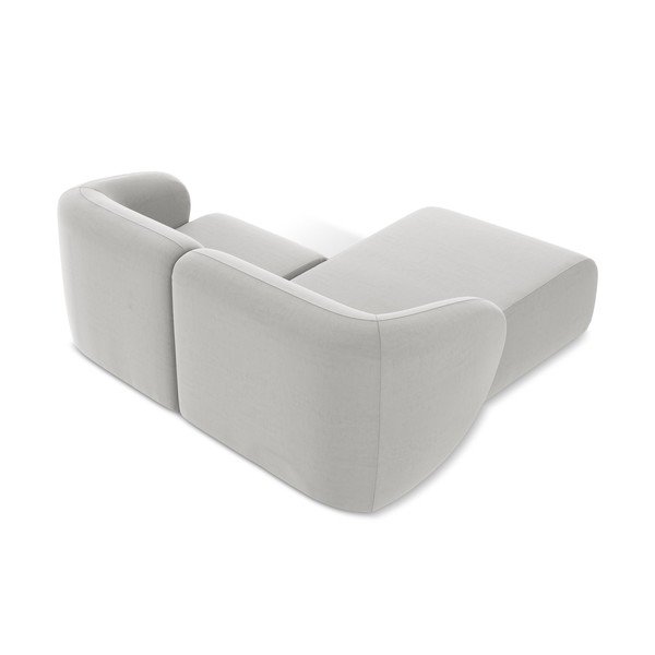 Világosszürke bársony sarokkanapé (bal oldali-heverő résszel) Lani – Makamii-image-3