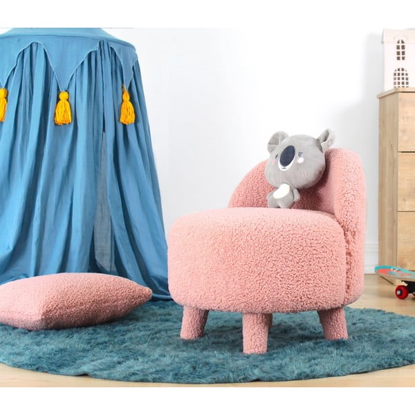 Világos rózsaszín buklé gyerek fotel Moouv – Artie-image-1