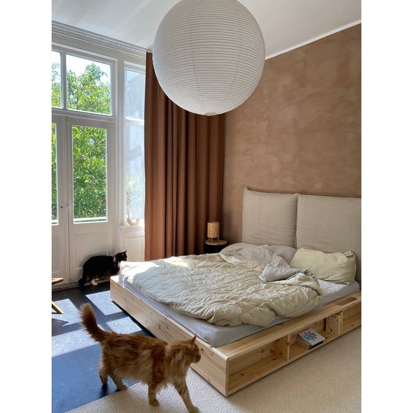 Borovi fenyő franciaágy ágyráccsal 160x200 cm Ziggy – Karup Design-image-1