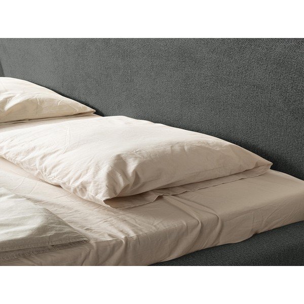 Sötétszürke kárpitozott franciaágy ágyráccsal 160x200 cm Makana – Makamii-image-1