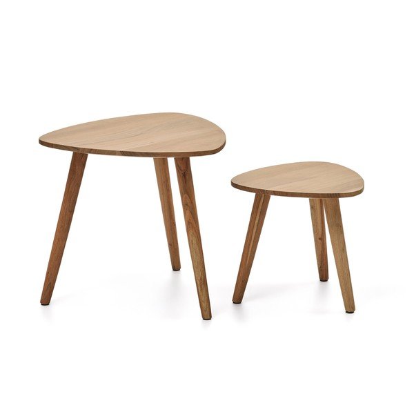 Akácfa tárolóasztal szett 2 db-os 60x61 cm Duvani – Kave Home