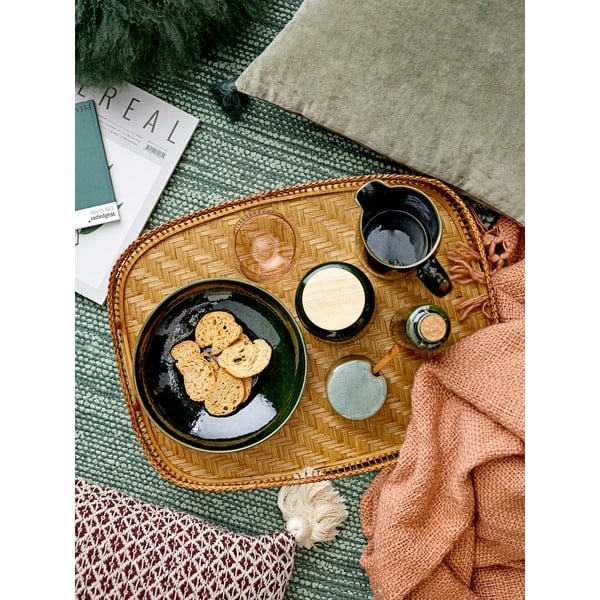 Pixie zöld agyagkerámia doboz kanállal - Bloomingville-image-1