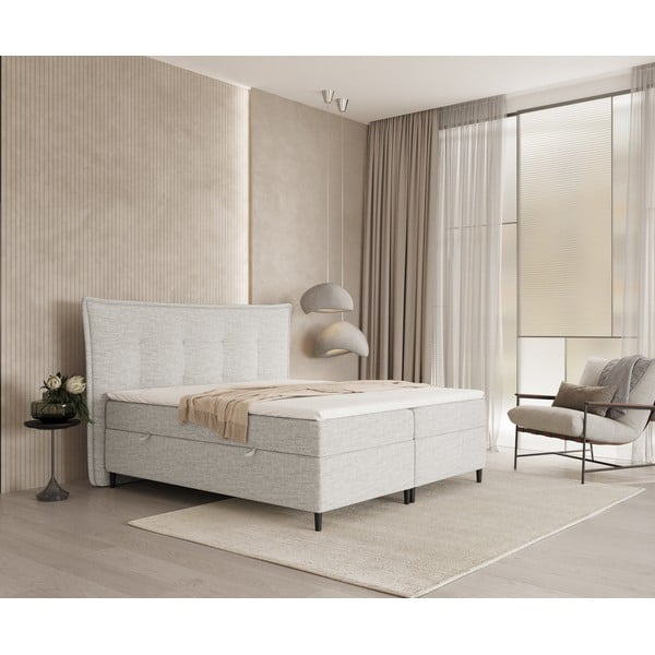 Világosszürke ágyneműtartós boxspring ágy 200x200 cm Sinai – Maison de Rêve-image-4