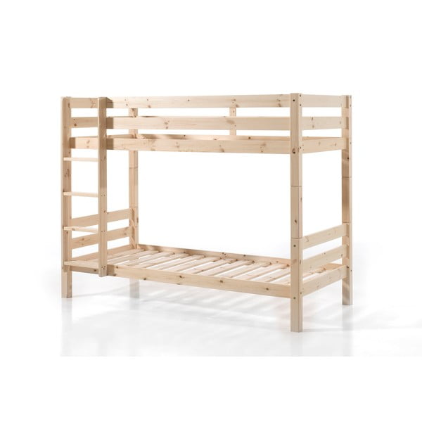 Natúr színű emeletes borovi fenyő ágyneműtartós gyerekágy 90x200 cm PINO – Vipack-image-2