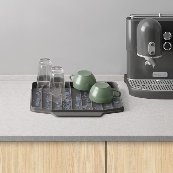 Szürke műanyag edénycsepegtető alátét 40x33 cm Gravity – Metaltex-image-3