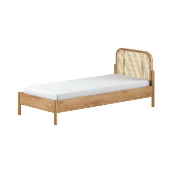 Natúr színű tölgyfa egyszemélyes ágy ágyráccsal 90x200 cm Olive Rotan – Vipack