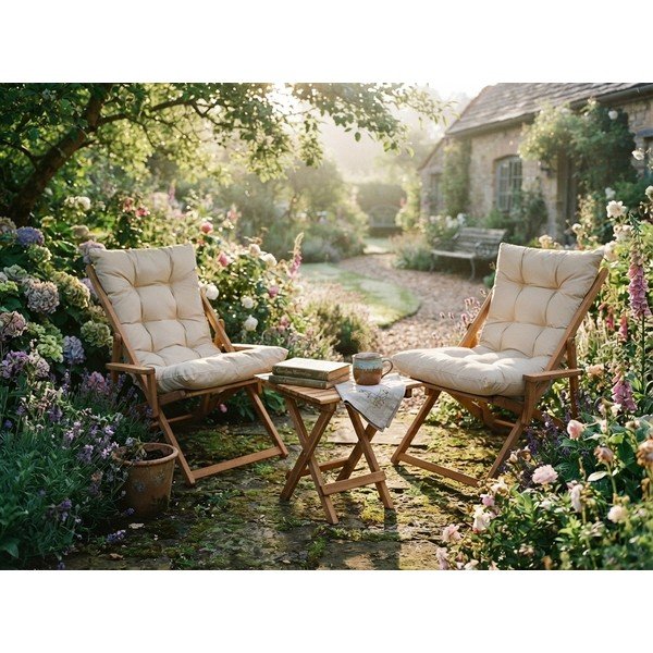 Krémszínű-natúr színű bükkfa kétszemélyes kerti lounge szett – Floriane Garden-image-4