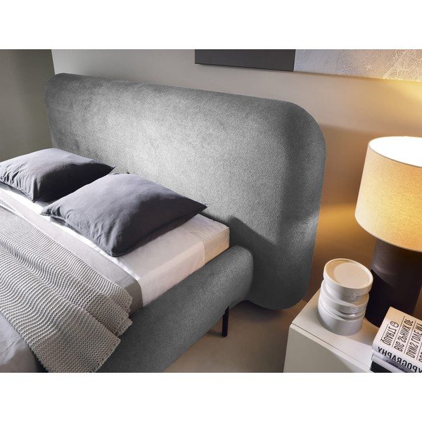 Szürke kárpitozott ágyneműtartós franciaágy ágyráccsal 160x200 cm Pointt – ELTAP-image-3