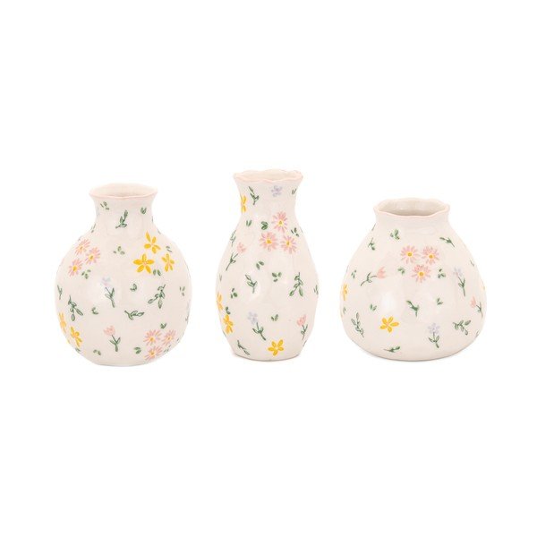 Krémszínű kőedény váza készlet 3 db-os (magasság 10 cm) Ditsy Floral – Sass & Belle