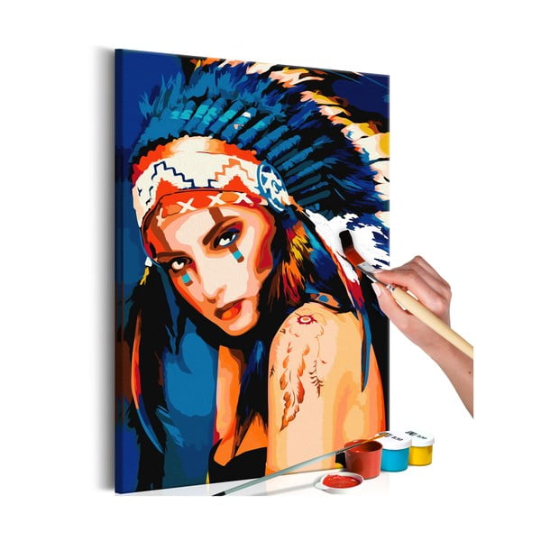 Native American Girl DIY készlet, saját vászonkép festése, 40 x 60 cm - Artgeist