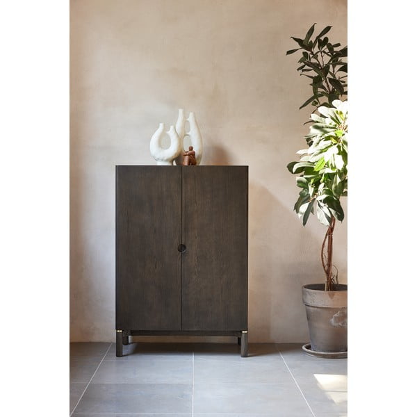 Sötétbarna szekrény tölgyfa dekorral 90x130 cm Arun – Unique Furniture-image-2