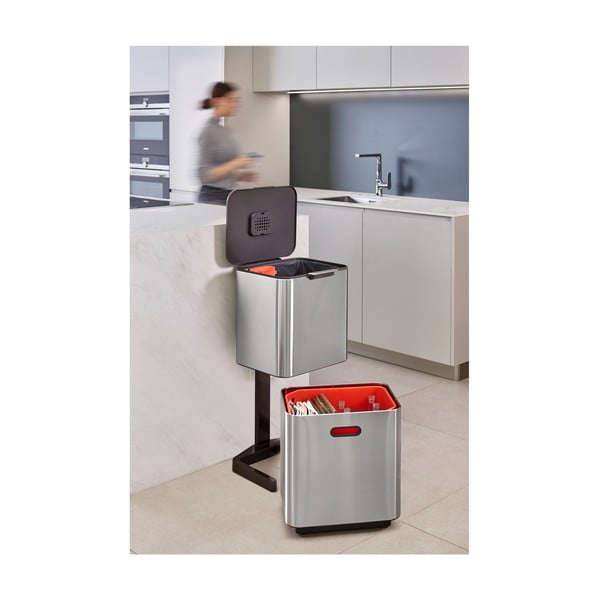 Ezüstszínű acél szelektív szemetes 60 l Totem Max – Joseph Joseph-image-1