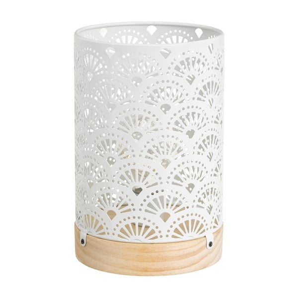 Fehér asztali lámpa fém búrával (magasság 20 cm) – Casa Selección