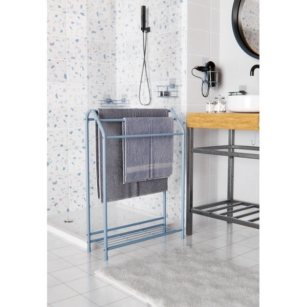 Világoskék öntapadós fém fürdőszobai polc Grena – Compactor-image-3