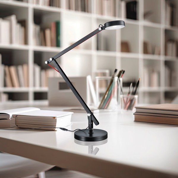 Fekete LED asztali lámpa hajlítható szerkezettel (magasság 90 cm) Amsterdam – Trio-image-3