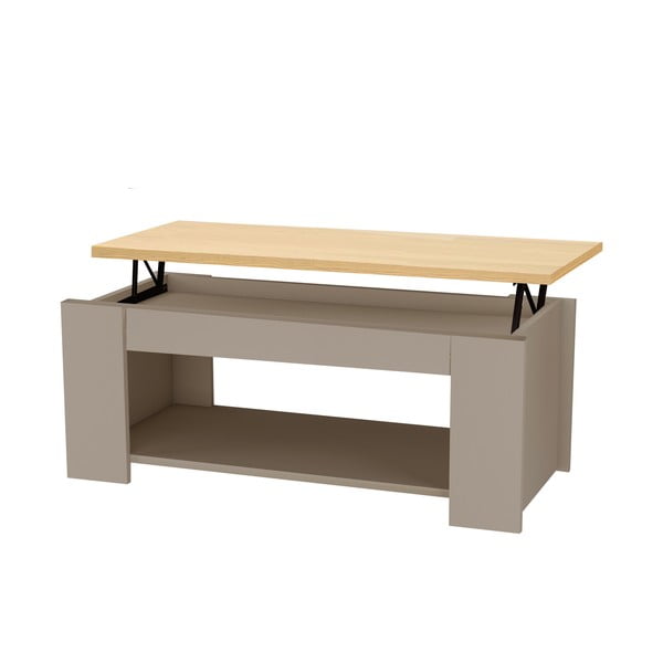 Szürke-natúr színű dohányzóasztal tölgyfa dekoros asztallappal 105x47 cm Emerald – Støraa-image-2