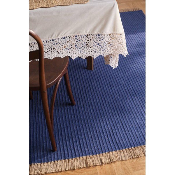 Kék kézi szövésű pamutkeverék szőnyeg 160x230 cm Channa – Jotex-image-1