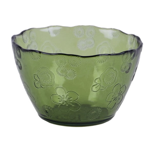 Flora zöld üvegtál újrahasznosított üvegből, 14 cm - Ego Dekor