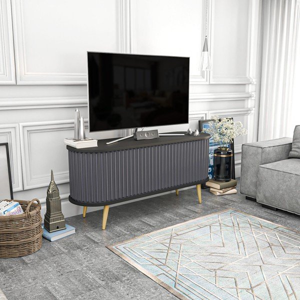 Fekete-antracitszürke TV-állvány 140x64 cm Stor – Kalune Design-image-1