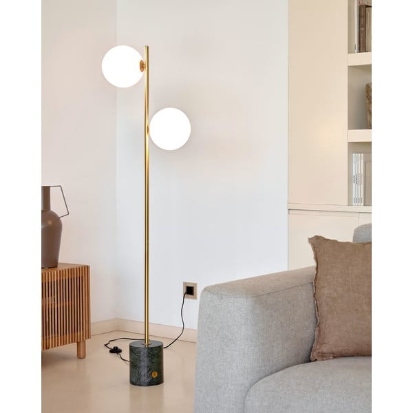 Zöld-aranyszínű állólámpa üveg búrával (magasság 161 cm) Lonela – Kave Home-image-1