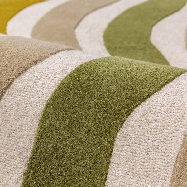 Zöld-natúr színű kézi szövésű gyapjú szőnyeg 140x200 cm Cascade Wool – Flair Rugs-image-3