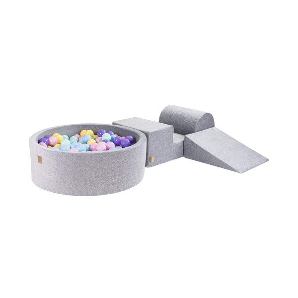 Szürke bársony habszivacs játszótér 4 db-os magasság 30 cm 225x90 cm Montessori – Meowbaby