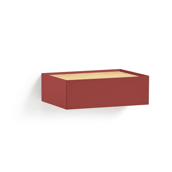 Piros függő éjjeliszekrény tölgyfa dekoros asztallappal Arista – Teulat