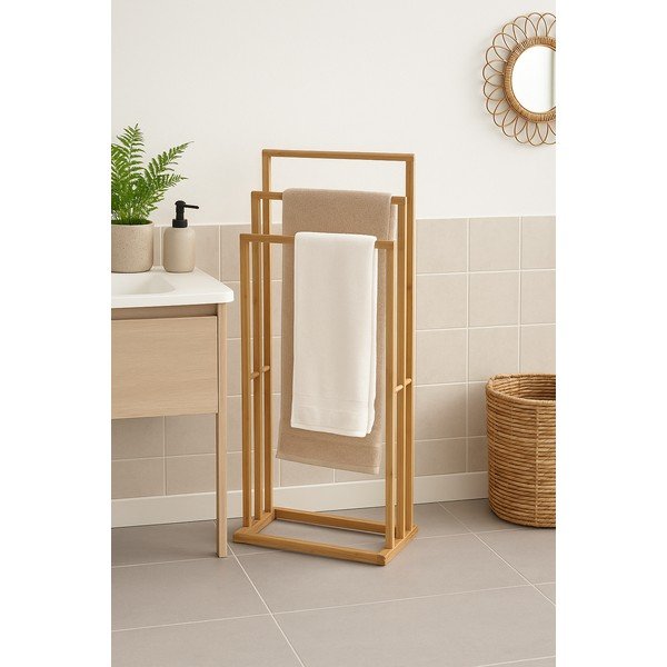 Natúr színű bambusz törölközőtartó állvány Elva – Bonami Essentials-image-1