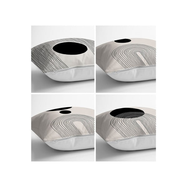 Fekete-bézs párnahuzat szett 4 db-os 43x43 cm - Minimalist Cushion Covers-image-1