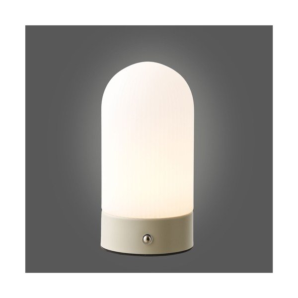 Fehér-szürkésbarna fém asztali lámpa műanyag búrával (magasság 18 cm) Ashford – House Nordic-image-4