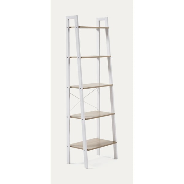 Fehér-natúr színű polcos állvány tölgyfa dekorral 56x172x32 cm Aarhus – Kave Home-image-3