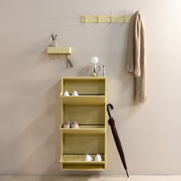Világossárga acél billenő ajtós-függő cipőtartó 50x103x15 cm Billy – Spinder Design-image-2