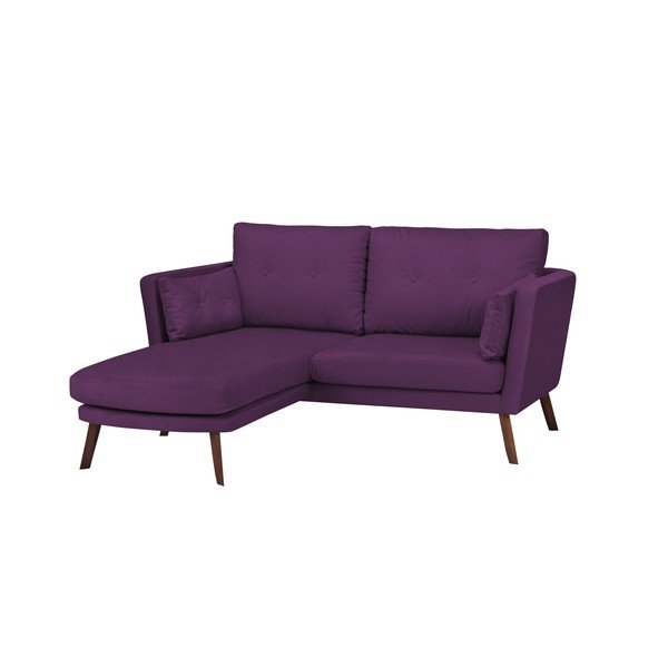 Elena sötétlila háromszemélyes kanapé, fekvőfotellel a bal oldalon - Mazzini Sofas-image-3